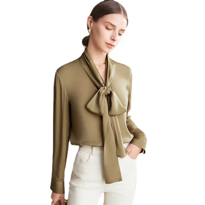 90% Genuine Mulberry Silk Shirt High Quality Long Sleeved Womens Summer Clothes 2024 New Shirts Blouses Tops Camisa Mujer - Imagen 5