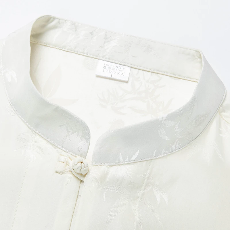 Chinese Style Silk Shirts For Men Short Sleeved Pocket Jacquard Summer Quality Soft Comfortable Satin Coolness Camisas De Hombre - Imagen 3