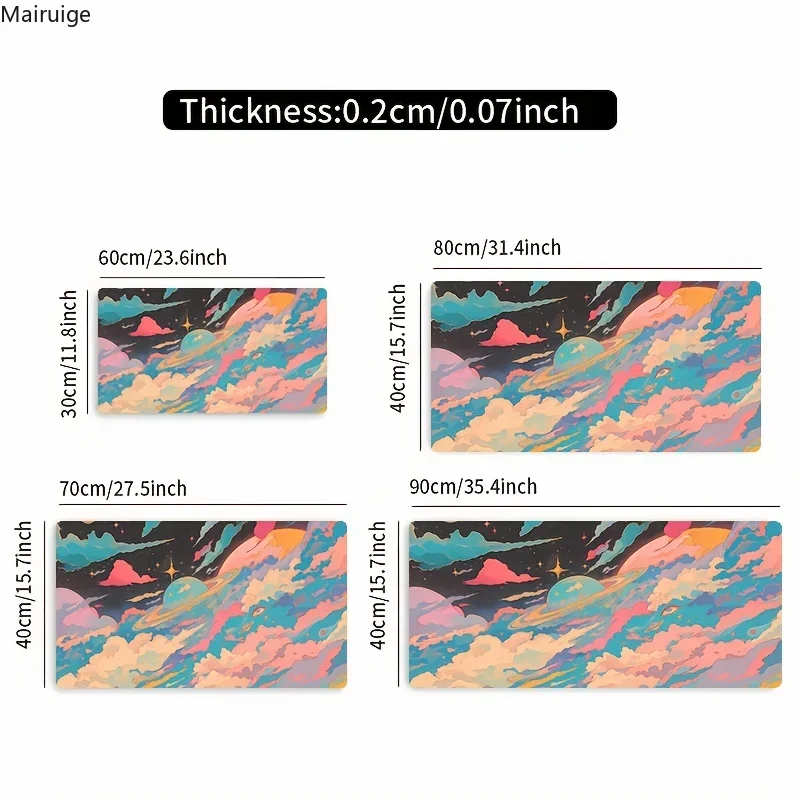 Alfombrilla de ratón con diseño de dibujos animados de nubes, cielo y estrellas, alfombrilla grande para ordenador y mesa de - Imagen 2