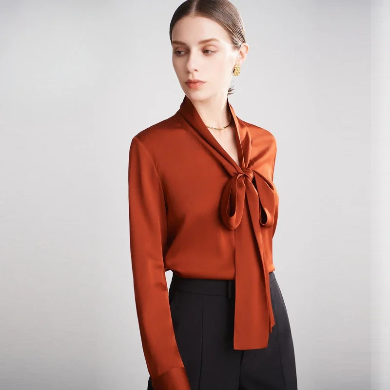 90% Genuine Mulberry Silk Shirt High Quality Long Sleeved Womens Summer Clothes 2024 New Shirts Blouses Tops Camisa Mujer - Imagen 3