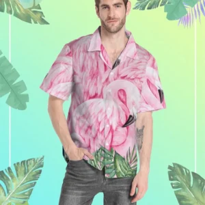 Hawaiian Shirts For Men Flamingo Summer Casual Short Sleeve Y2k High Quality Oversized Streetwear Harajuku Beach Tops Clothing