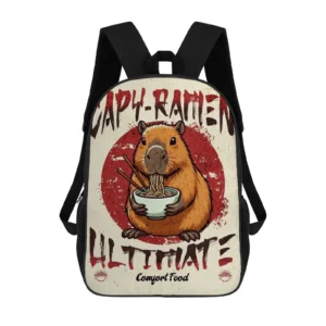 Capybara Eating Ramen_1 Mochilas De Hombre 17 Inch School Backpack Mochila School Bag Tags for Kids Bolsa Bolso Bag Mochila Moch