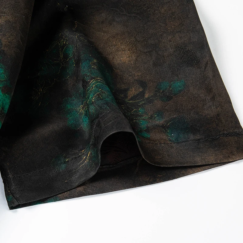 Extremely Luxurious 100%Silk Shirts For Men Short Sleeve Floral Summer Quality Coolness Gambiered Canton Gauze Camisas De Hombre - Imagen 4