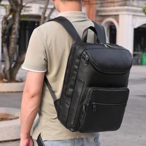 Men's Retro Backpack Laptop School Fashion Leisure Multi-functional Backpack College Leather Bags Mochila MHSJB