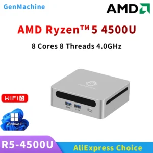 GenMachine Mini PC 4500U AMD Windows 11 Ryzen DDR4 Suporte 3200MHz RAM WiFi6 Diy Gaming Computer Pc Gaming Ordenador
