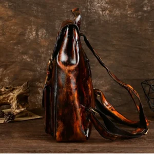 Vintage Original Design Travel Backpack For Women Men Genuine Leather Waterproof Anti-Theft Bagpack Student Schoolbag Mochilas