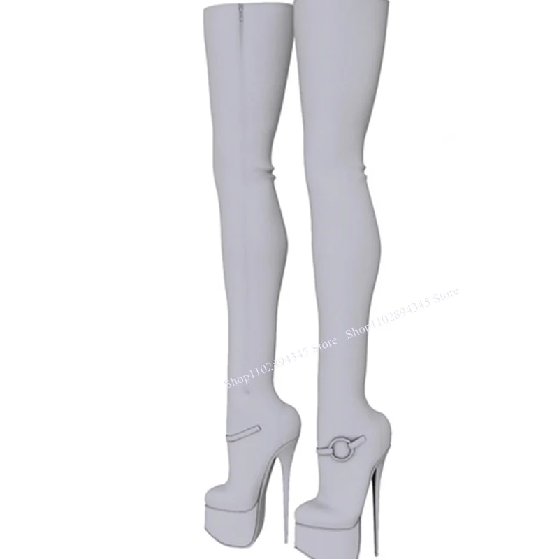 Black Over Knee High Platform Buckle Boots Thin High Heel Fashionable Sexy Novel Western Winter Woman Shoes Zapatillas Mujer - Imagen 3