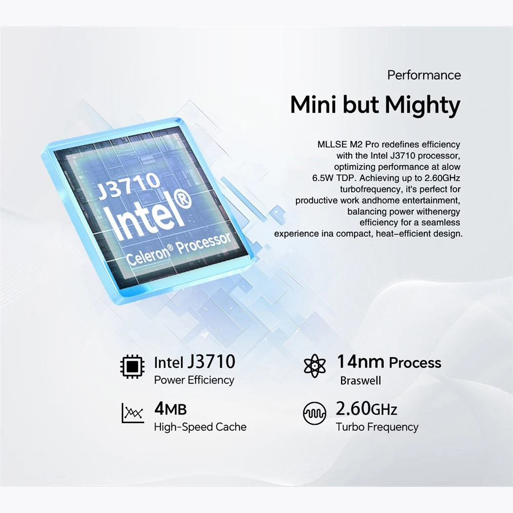 MLLSE M2 Pro Mini PC Intel J3710 CPU 8GB RAM 256GB SSD WiFi5 BT4.2 Windows 10 Mini Desktop Computer - Imagen 4
