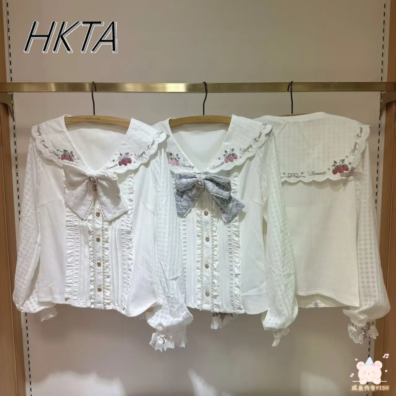 Original Spring New Lolita Girls Knitted Sweater Top Cute Sweet Strawberry Embroidered Bow Mine Long-sleeve Shirts Liz Camisas - Imagen 2