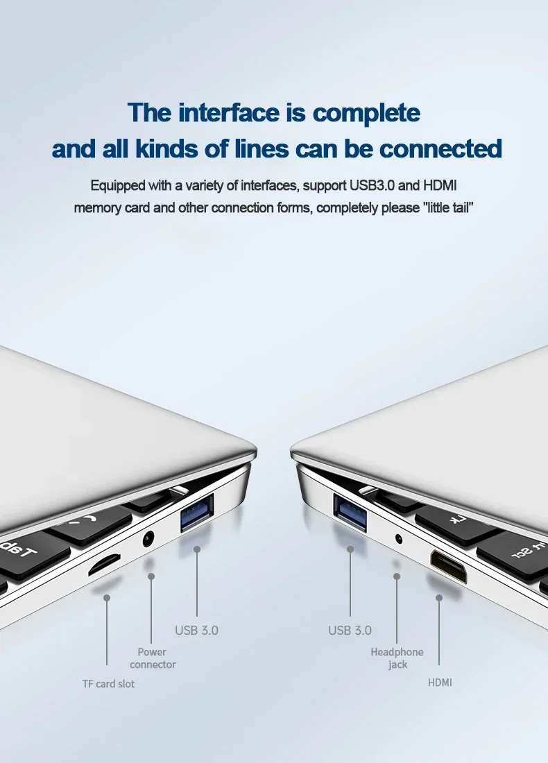 Ultra Slim Windows 11 Laptop Computer 14.1" 12GB RAM 512GB 1TB SSD Intel A3950 Notebook Gamer 1920*1080 Office Study Computer PC - Imagen 5