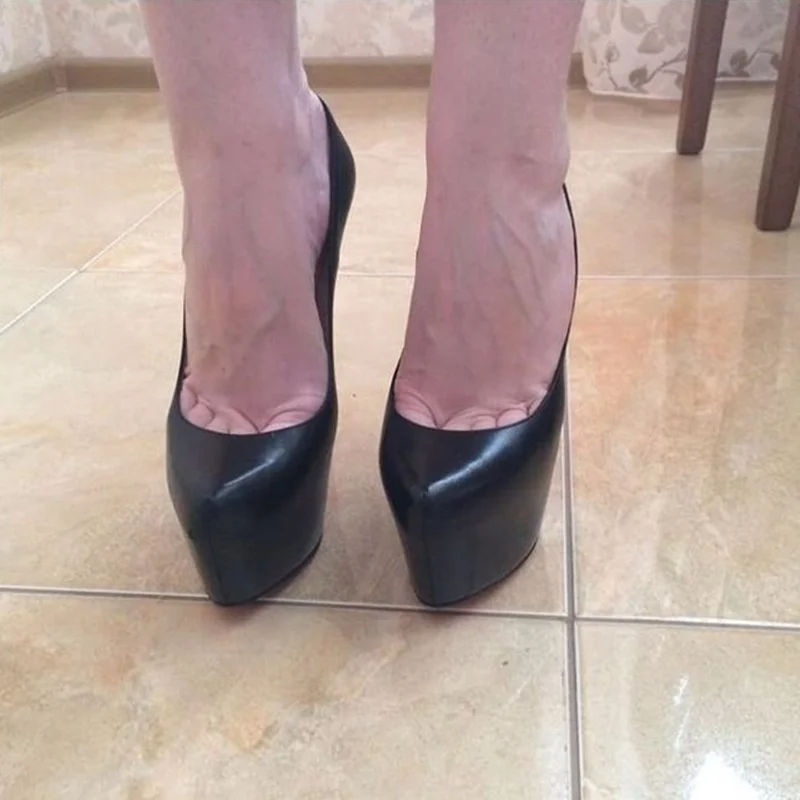 Black Slip On Platform Pumps Matte Thin High Heel Sexy Fashionable Cool Summer Casual Big Size Woman Shoes Zapatillas Mujer