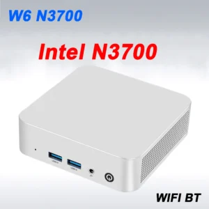 W6 N3700 Intel N3700 Mini PC Windows 10 DDR3 8GB 128GB SATA SSD Wifi BT Lan Pocket Office Mini PC Computer Type-C 4K 60Hz