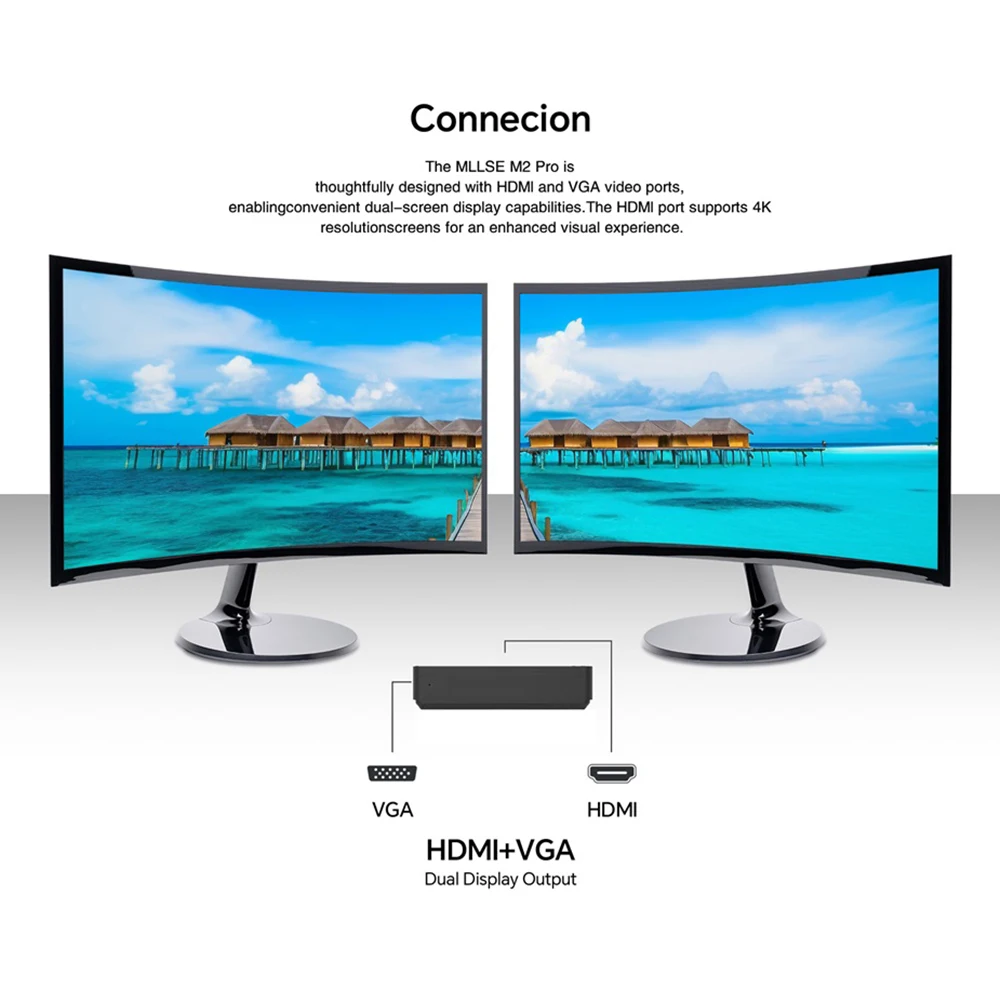 MLLSE M2 Pro Mini PC Intel J3710 CPU 8GB RAM 256GB SSD WiFi5 BT4.2 Windows 10 Mini Desktop Computer - Imagen 5