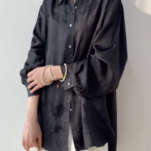 Tcyeek 36MM 100% Real Mulberry Silk Women Shirt 2024 Fashion Long Sleeve Top Women's Elegant Shirts Loose Fit Camisas De Mujer