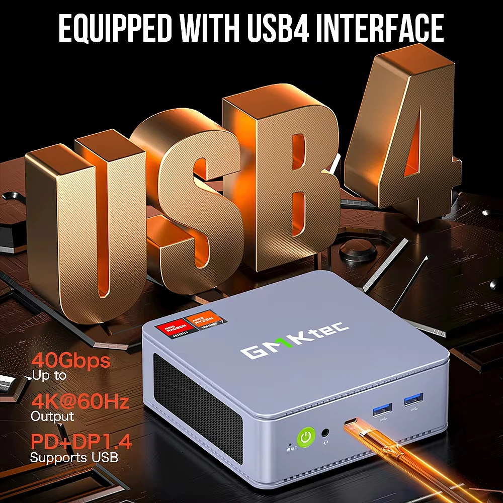 GMKtec K6 Mini PC AMD R7-7840HS 8C/16T 16GB RAM 512GB PCIe 4.0 SSD Mini Desktop Computer Window 11 Pro WiFi 6E/BT5.2 Type-C - Imagen 4