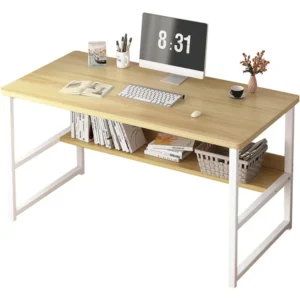 XOKOTAKI Escritorio para Ordenador - Mesa de Oficina para Habitación o Estudio - Tablón de Aglomerado y Melamina de Madera y Ace